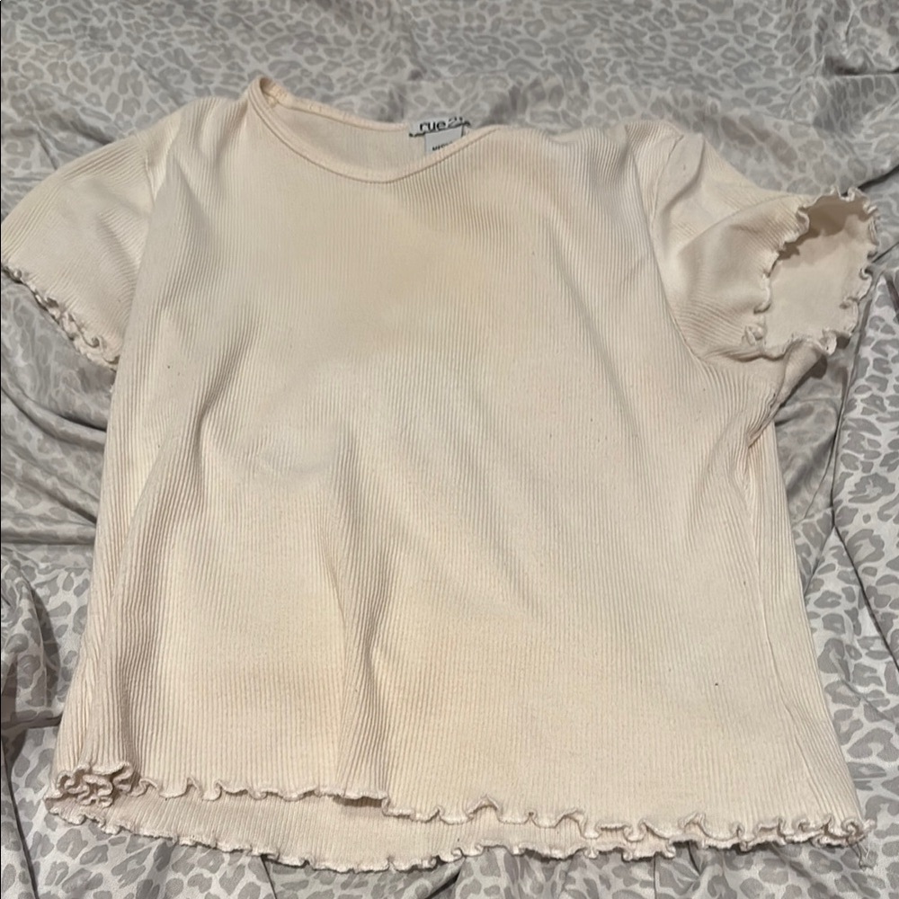 Rue21 Cream Ribbed Top